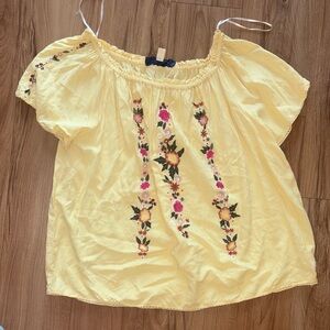 Dry Goods Yellow Floral Embroidered Blouse